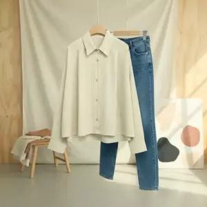 여성 데일리 긴팔 폴리 셔츠 봄여름 간절기용