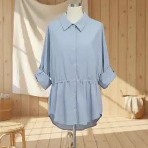 여성 심플 여름 봄 가벼운 스트링 베이직 셔츠