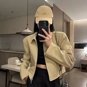 봄가을아우터 여자 베이지 심플 블루종 자켓 간절기 가을 크롭 점퍼