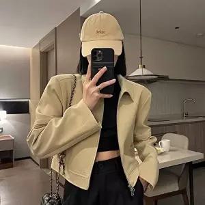 봄가을아우터 모던 베이지 여자 크롭 블루종 아우터 자켓