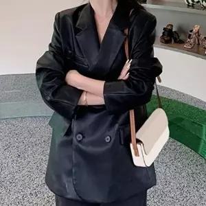 가죽점퍼 여성 페이크 레더자켓 레자점퍼 빈티지 감성 아우터