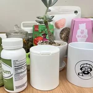 원형 원터치 화장솜 면봉 소품정리함 케이스-WFIPUY0