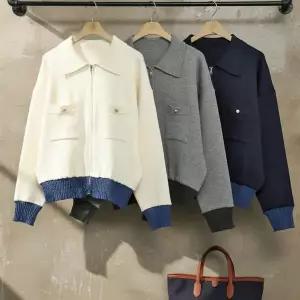 [하프클럽/]여자 클래식 스모그 페미닌 카디건 텍스처 니트