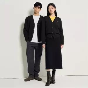 [국내매장판] 빈폴 [Essential] 남녀공용 코튼 베럴비 가디건 카디건 - 블랙 (BC615AE105) 215252