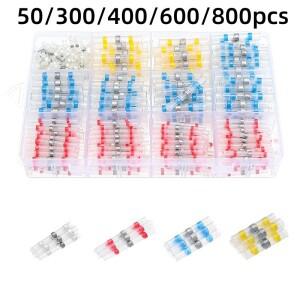 50/300/400/600개 솔더 씰 와이어 열수축 절연 전기 터미널 케이블 크림프 방수 자동차용