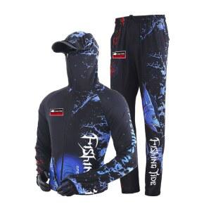 낚시우비 남성용 아이스 실크 낚시 의류 야외 스포츠 얇은 빠른 건조 긴 소매 후드 태양 보호 셔츠 여름