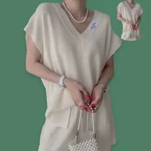 니트투피스 여성 니트 셋업 나시 반바지 여름 투피스 ivory 세트