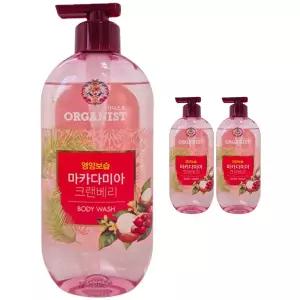 오가니스트 마카다미아 크랜베리 바디워시 500g 3개