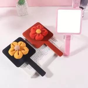 귀여운 플라워 사각 손거울 손잡이 휴대거울 메이크업 화장거울 손거울 플라워 핸드미러 뷰티거울 미용거울