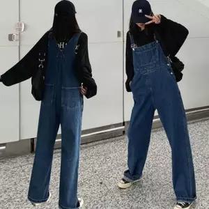 [라일리여성의류] Rly 통바지 꾸안꾸 여자 진청 멜빵바지 데님 오버롤