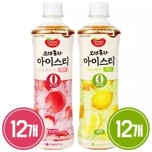 동원 보성홍차 아이스티 제로 500ml 복숭아 12개 + 레몬 12개