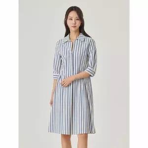 [하프클럽/조이너스]스판 린넨 스트라이프 7부 원피스_JACU4-WOP120