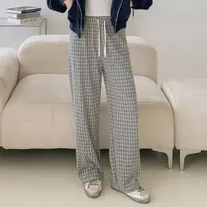 [유야]여성 체크 밴딩 일자 바지 홈웨어 팬츠 -FPN0624- 봄 가을