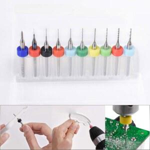 HOHXEN 0.1mm ~ 1.0mm 카바이드 PCB 회전 공구 주얼리 CNC 각인 드릴 비트 세트, 10Pcs PCB 인쇄 회로 기판 카바이드 마이크로 드릴 비트 1/8