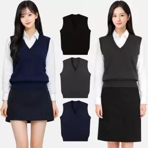 여성 니트조끼 기본 브이넥 조끼 봄 여름 가을 겨울 사계절 여자 단체복 유니폼 빅사이즈 베스트 XS~4XL