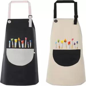 FdcZeyxior 2팩 아티스트 앞치마 조절 가능한 방수 가드닝 귀여운 소년 소녀들이 들이 요리 베이킹을 그릴