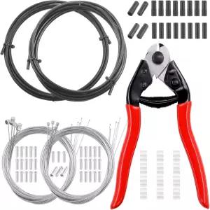 스핏 83Pcs 스테인리스 스틸 자전거 케이블 커터 및 브레이크 하우징 시프트 엔드 캡 시프터 오링 키트