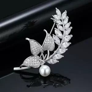[하프클럽/]브로치 옷핀 귀리 지르코니아 실버 밀 진주 신상 잎사귀