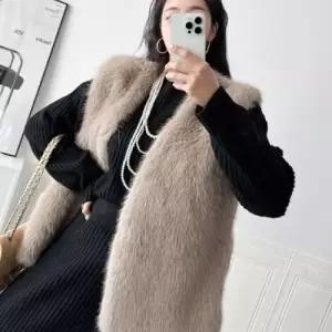 에르디테 브리치 / 여성 페이크 인조 밍크 퍼 하프 조끼 베스트 3컬러1119171