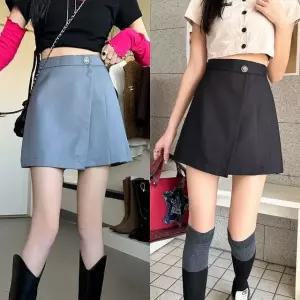 랩스커트 교복 A라인 하이웨스트 프레피룩 교복치마 (WFKC2SZ)