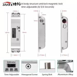 5YOA DC12V 페일 세이프 NC 전기 드롭 볼트 잠금 장치 시간 지연 접근 제어 전자 도어 모티스 잠금 게이트