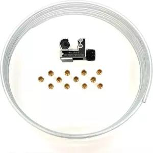 25피트 길이의 스톱 샵 롤. 아연 도금 3인치/16인치 브레이크 라인 튜빙튜브 커터 및 12개 피팅 포함