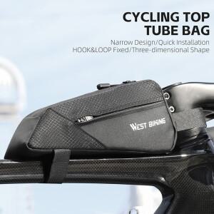 호환 WEST BIKING 휴대용 자전거 프론트 프레임 백  경량 미니 탑 튜브 3D 모양 지지대 에어로 사이클링 액