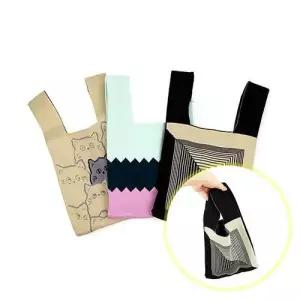 니트 손가방 지그재그 천 귀여운에코백 손잡이 여성 WED0306