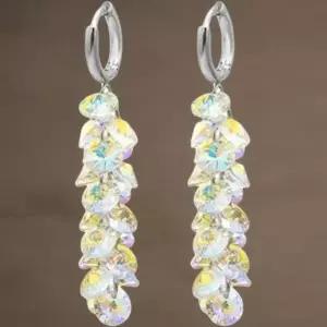 [하프클럽/]여성용 크리스탈 롱드롭 귀걸이 샹들리에 스타일 원터치