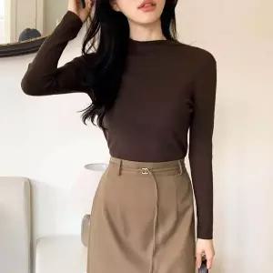 [하프클럽/]여성 골지 폴라넥 가을겨울 슬림 클래식 긴팔티