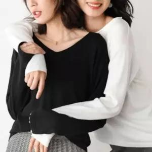 [라일리여성의류] Rly 여성니트 V넥 니트웨어데일리룩 장팔티 롱사이즈