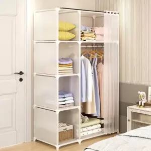 키큰 옷장 조립식 커튼 드레스룸 선반 간이 행거 WEE8DC8