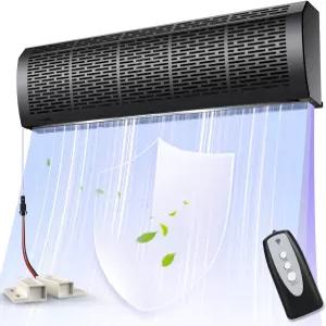 크리스페어 36인치 블랙 에어 커튼 마그네틱 도어 스위치 포함 1527 CFM/2559 FPM 2단 조절 가능 180W