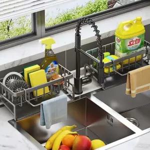 싱크대 수세미 세재통 거치대 건조대 물받이 그레이