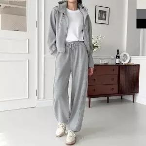 [하프클럽/]여자 투웨이 포근 기모 후드집업 라인 와이드 트레이닝 세트