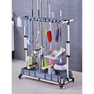 이동식트롤리 청소 손수레 은회색 10구 5걸이 우수 청소카 복합관 65cm 객실 리어카