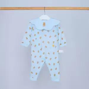 [달퐁]큐비앤맘 동글베어 긴팔 우주복 턱받이 세트 아기우주복