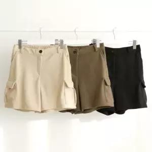 여성 빅사이즈 기모 카고 숏팬츠 와이드 골덴 반바지