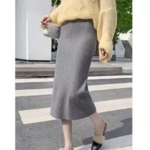 여자 니트 롱 코디 룩 출근 직장인 골지 스커트