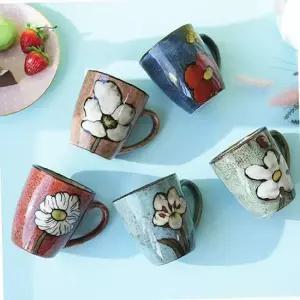 핸드페인팅 빅플라워 도자기 머그컵 5P 세트 커피잔