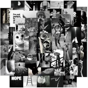 10/30/50pcs   블랙 화이트 풍경 낙서 스티커 DIY 스크랩북 휴대폰 기타 냉장고 미적 방수