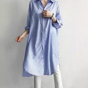 LEA-B134 절개 스트라이프 롱셔츠 (WFKLBSK)