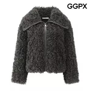 [GGPX] 푸들 퍼 빅 카라 레더 배색 자켓 (GQ1JK011F)