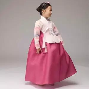 여아 아동한복 연아색동 분홍당의+진달래치마+브로찌