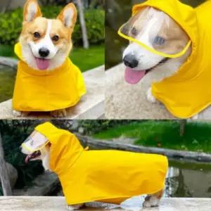 강아지 투명 캡모자 우비 2XL 1P 레인코트 비옷