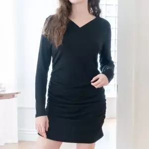 [하프클럽/나야홍]빅사이즈 601 기모랩브이주름원피스 DRDX066