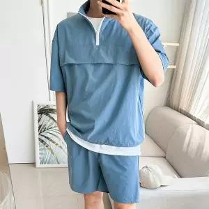 [하프클럽/코디제이]남자 M 바스락 아노락 반팔세트 오버핏 우븐세트 스판 바람막이 투피스 남녀공용