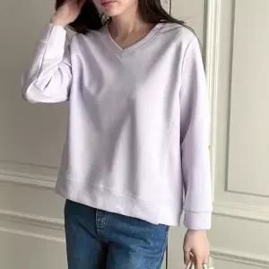 브이넥맨투맨 무지긴팔티 스판 라벤더 봄미시룩