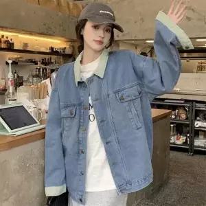 오버핏 투톤 테크웨어 라이트블루 여자청자켓