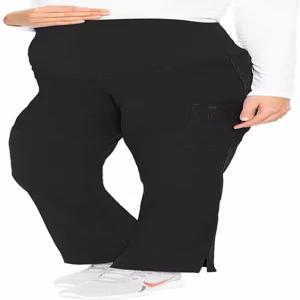 메드 꾸뛰르 산부인과 스크럽 팬츠 - 밑단 소프트 저지 니트 허리 패널의 측면 통풍구가 있는 3포켓